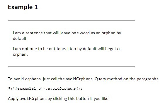 jQuery avoidOrphans